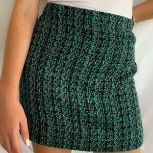 J. Crew Tweed Skirt Pencil Mini Wool Blend Green Teal Women's 00 Lined